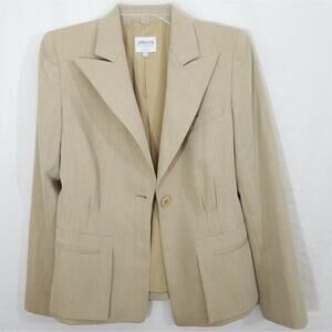 Armani Collezioni sand fitted notch collar blazer